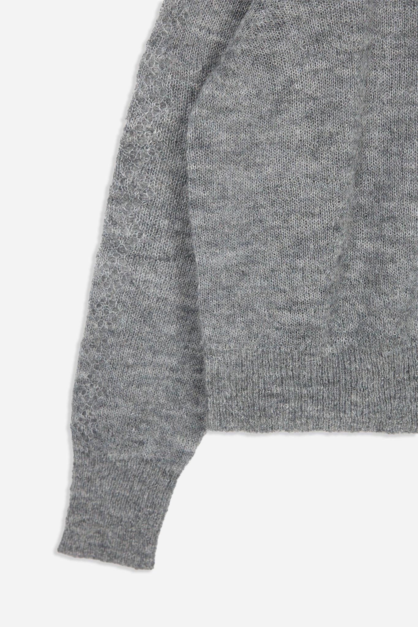 Grey Pointelle Knit Sweater