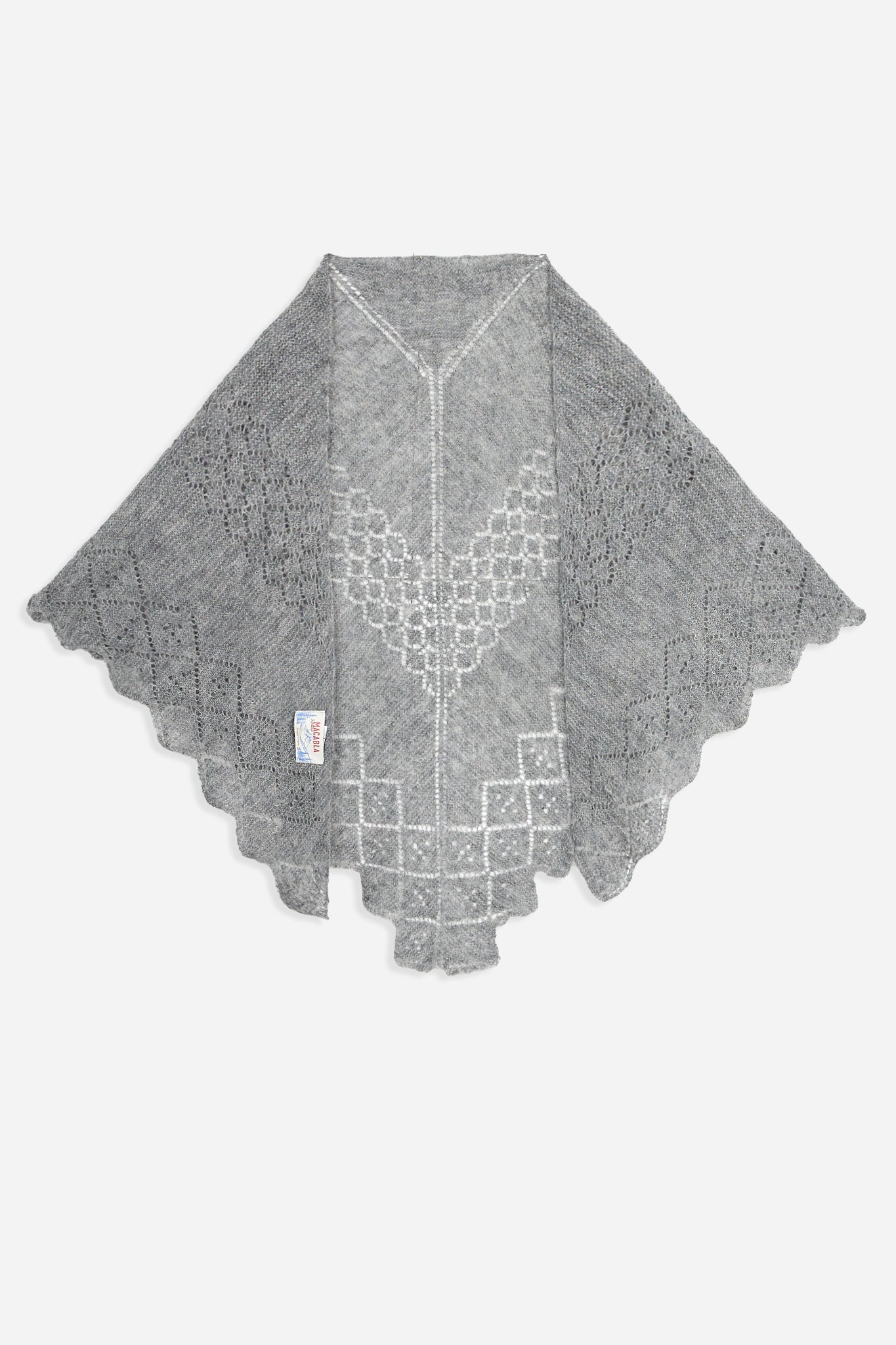 Grey Pointelle Knit Bandana