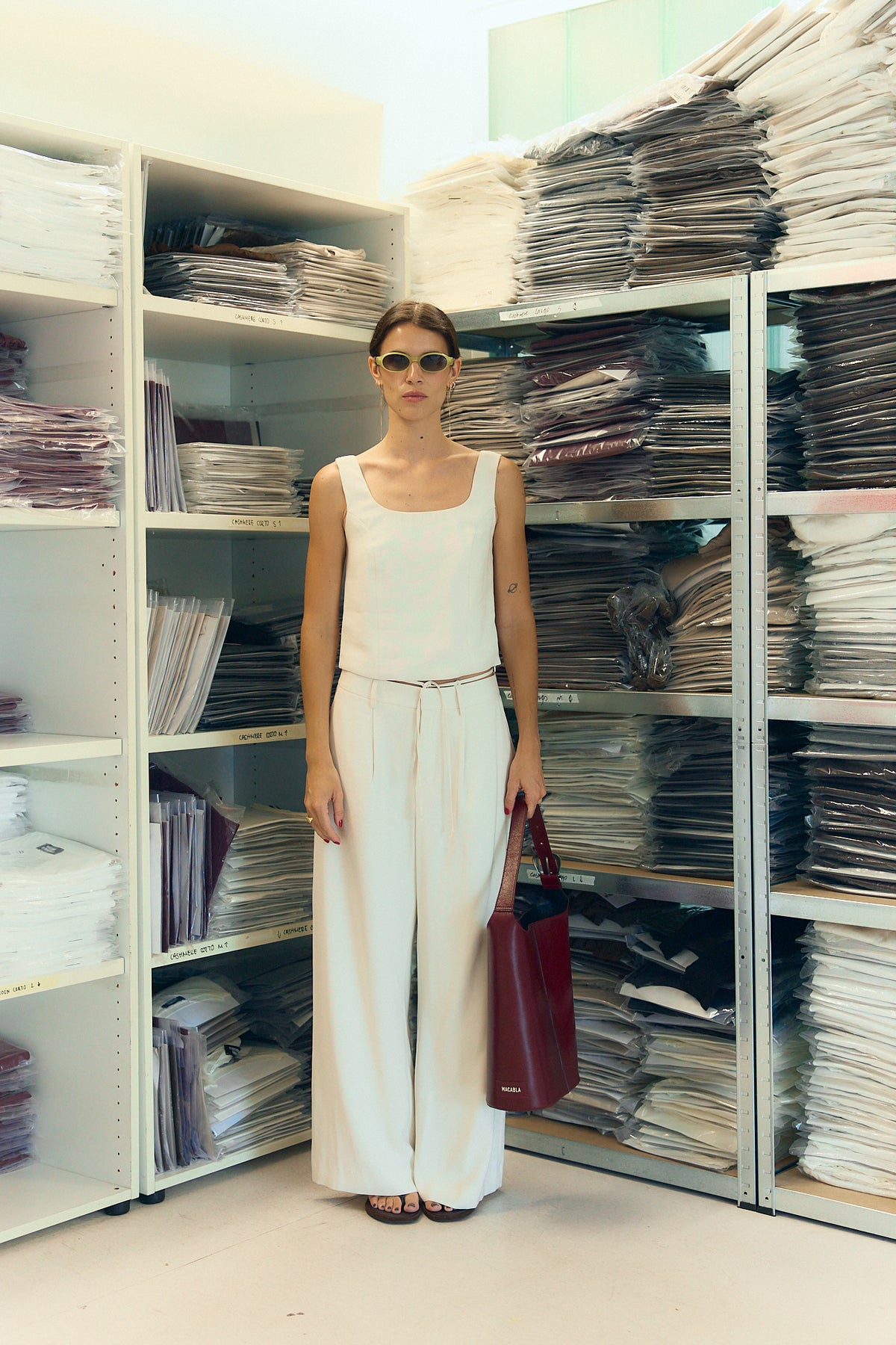 Pantalon Tencel Écru
