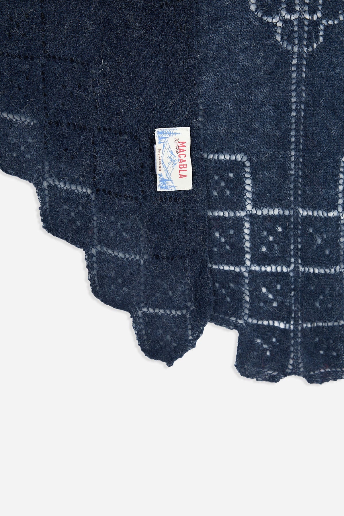 Navy Blue Pointelle Knit Bandana