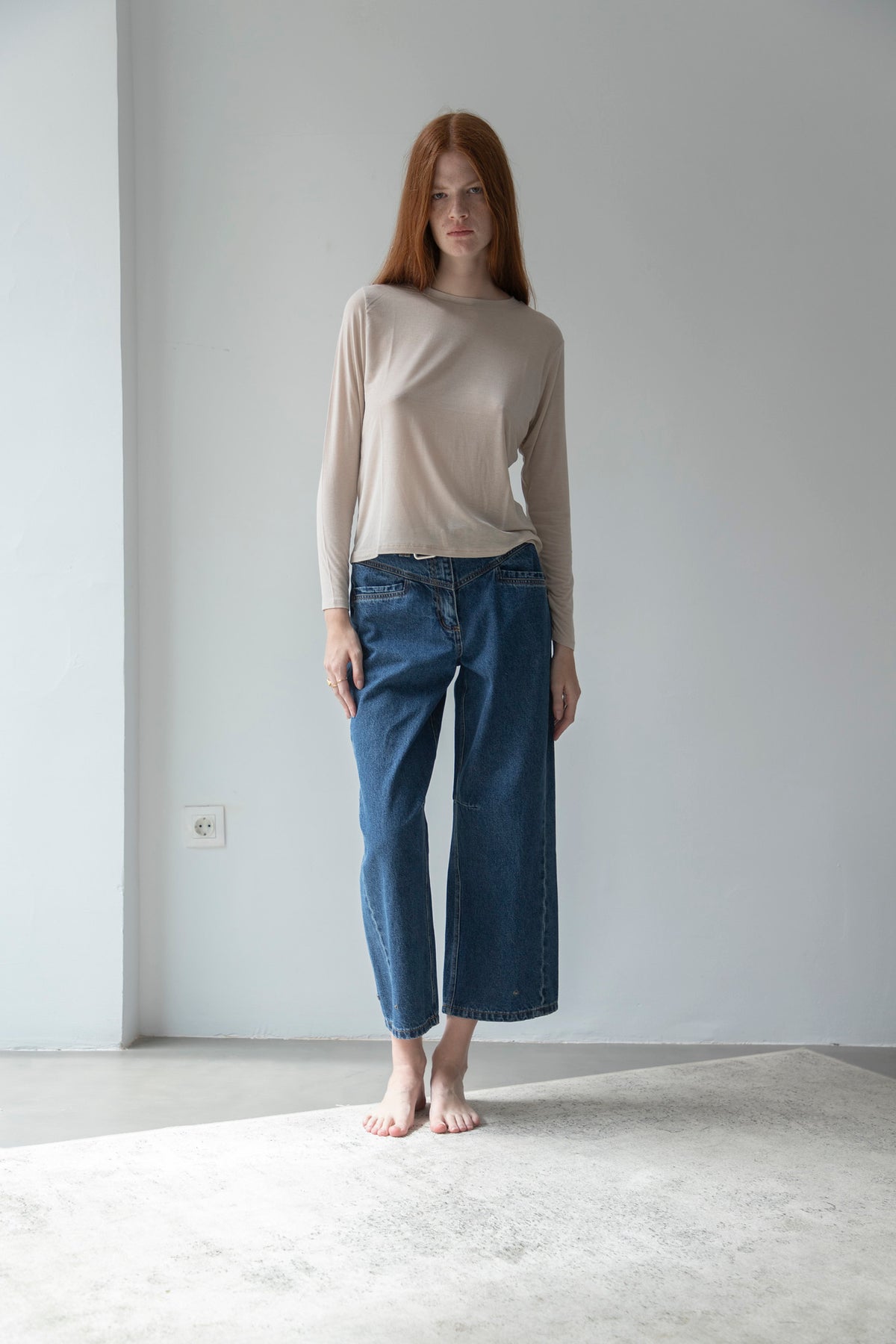 Camiseta Cashmere Manga Larga Beige