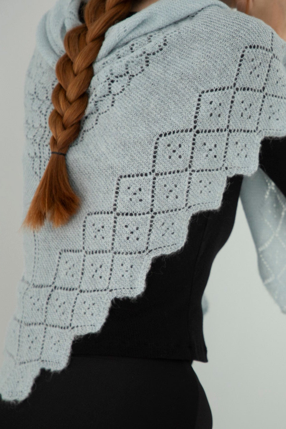 Light Blue Pointelle Knit Bandana