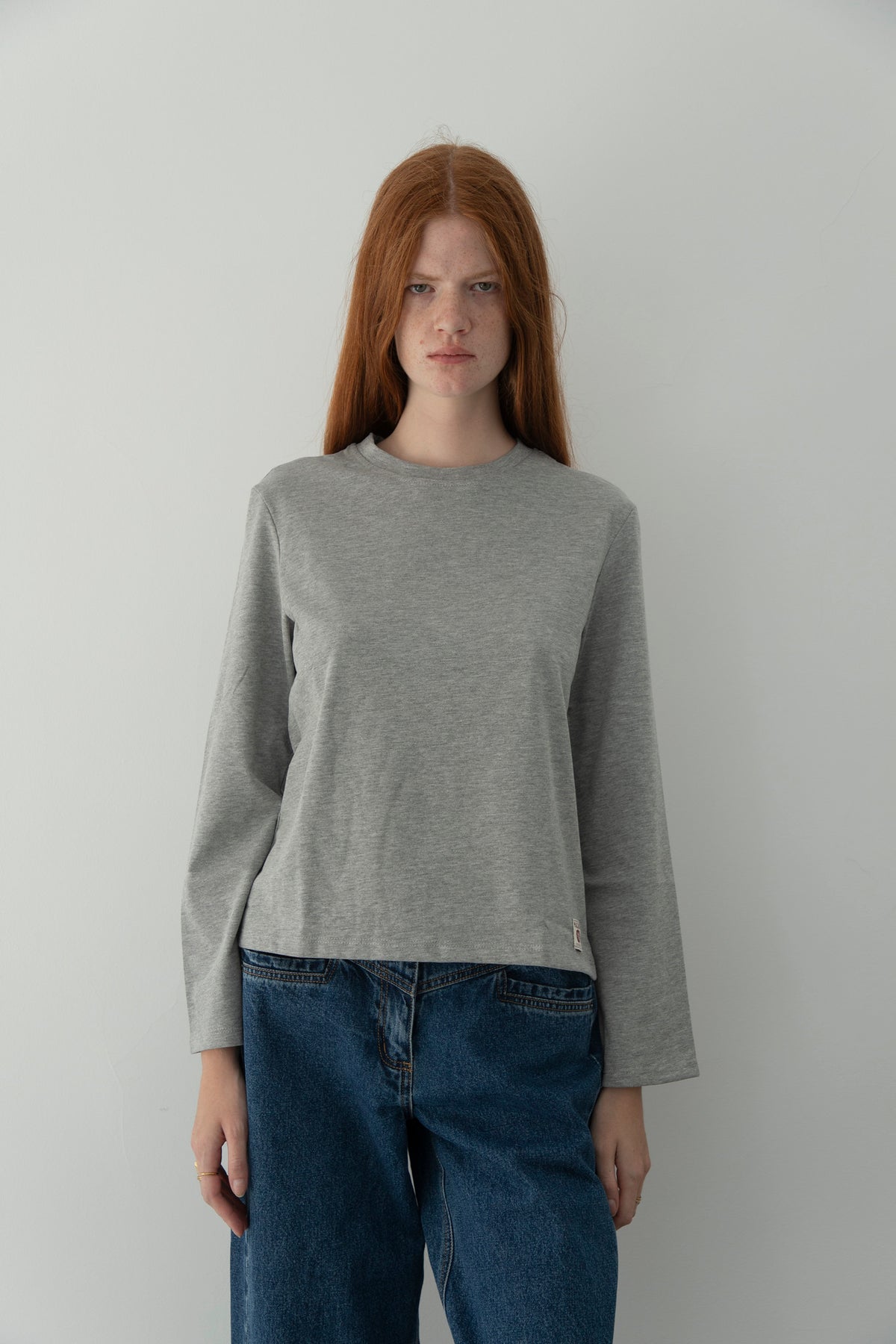 Camiseta Algodón Manga Larga Gris