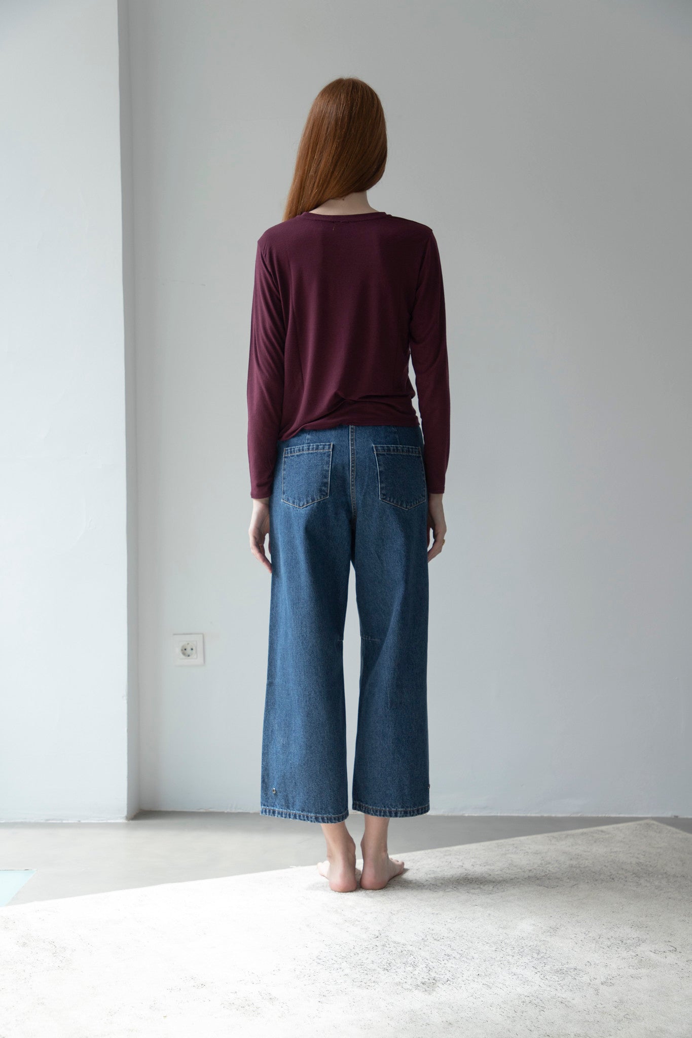 Aubergine Long Sleeve Cashmere T-shirt