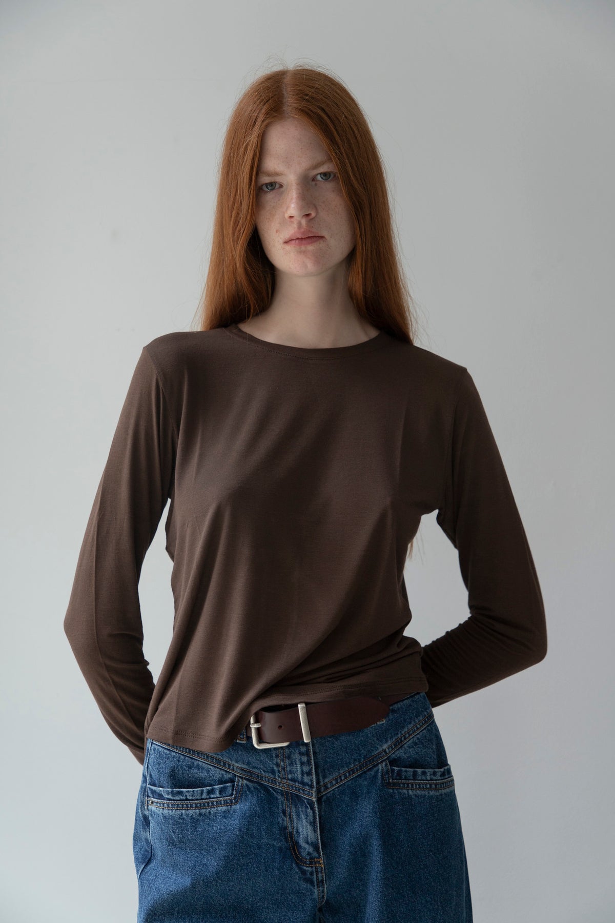 Camiseta Cashmere Manga Larga Marrón