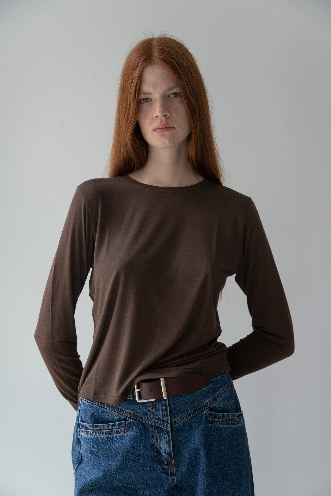 Camiseta Cashmere Manga Larga Marrón