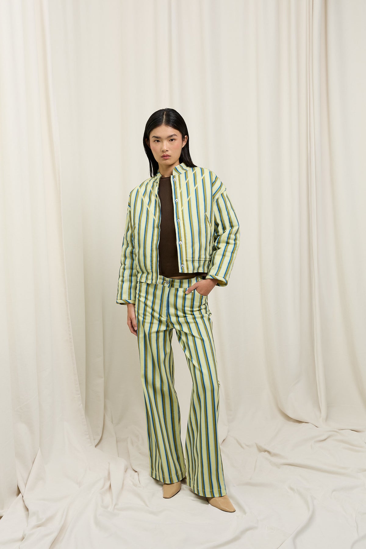Bomber Yellow Stripe Print