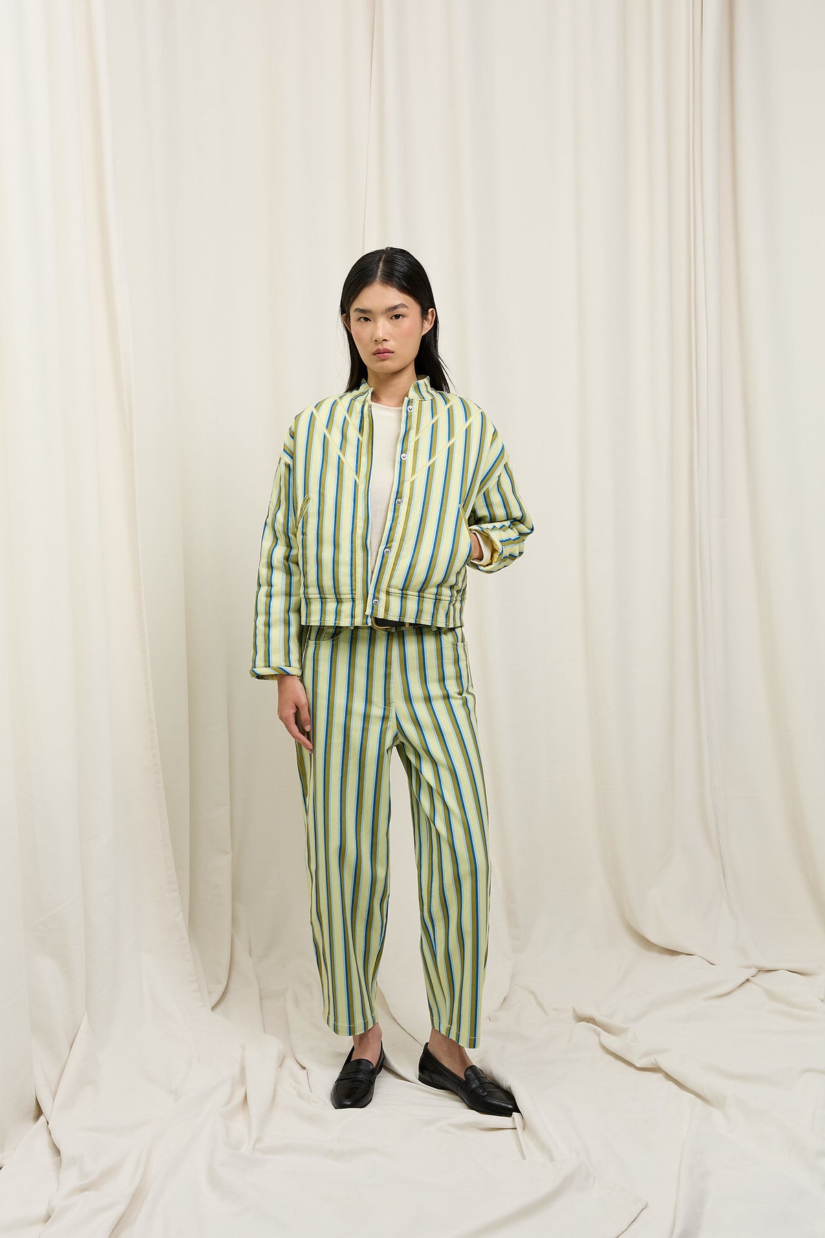 Balloon Trousers Yellow Stripe Print