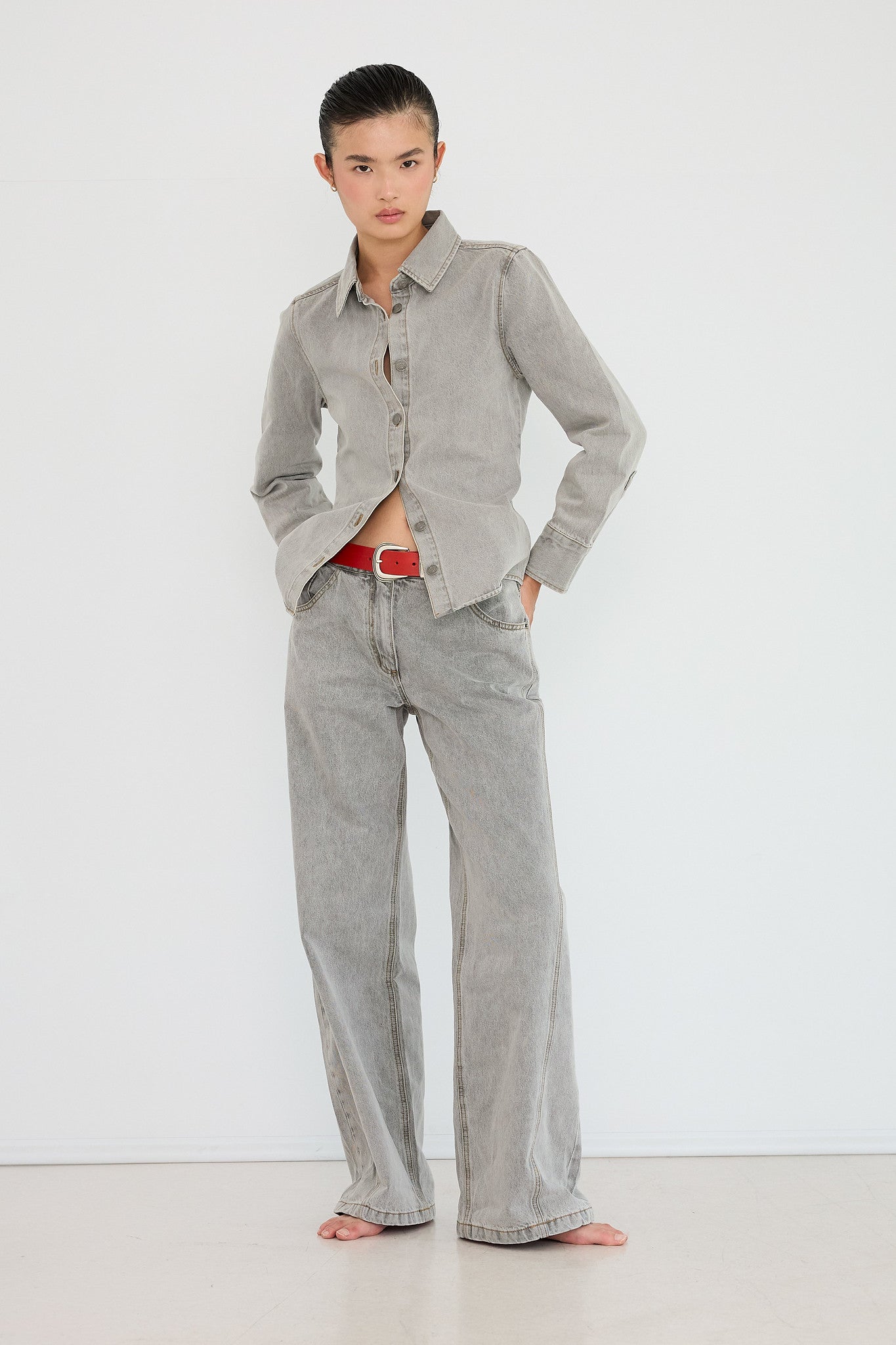 Grey Low-Waist Jeans
