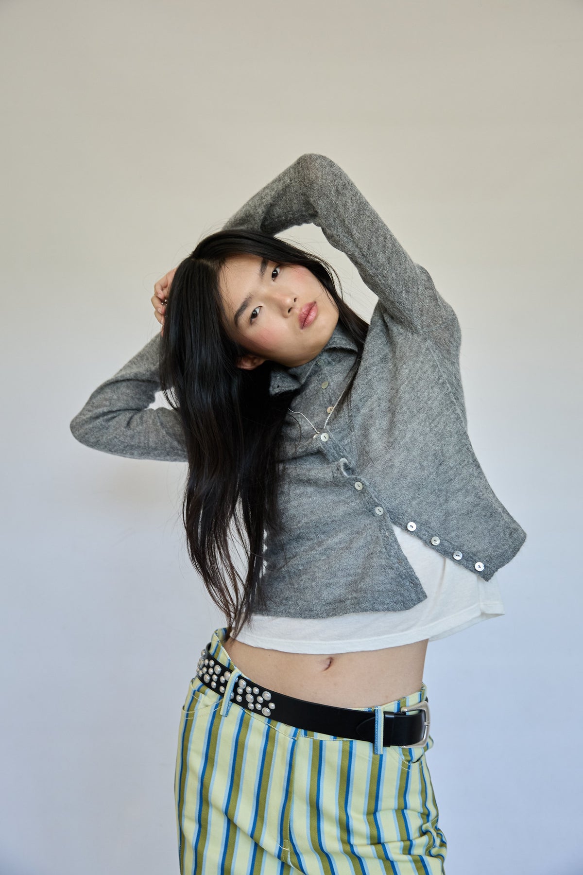 Asymmetric Grey Cardigan