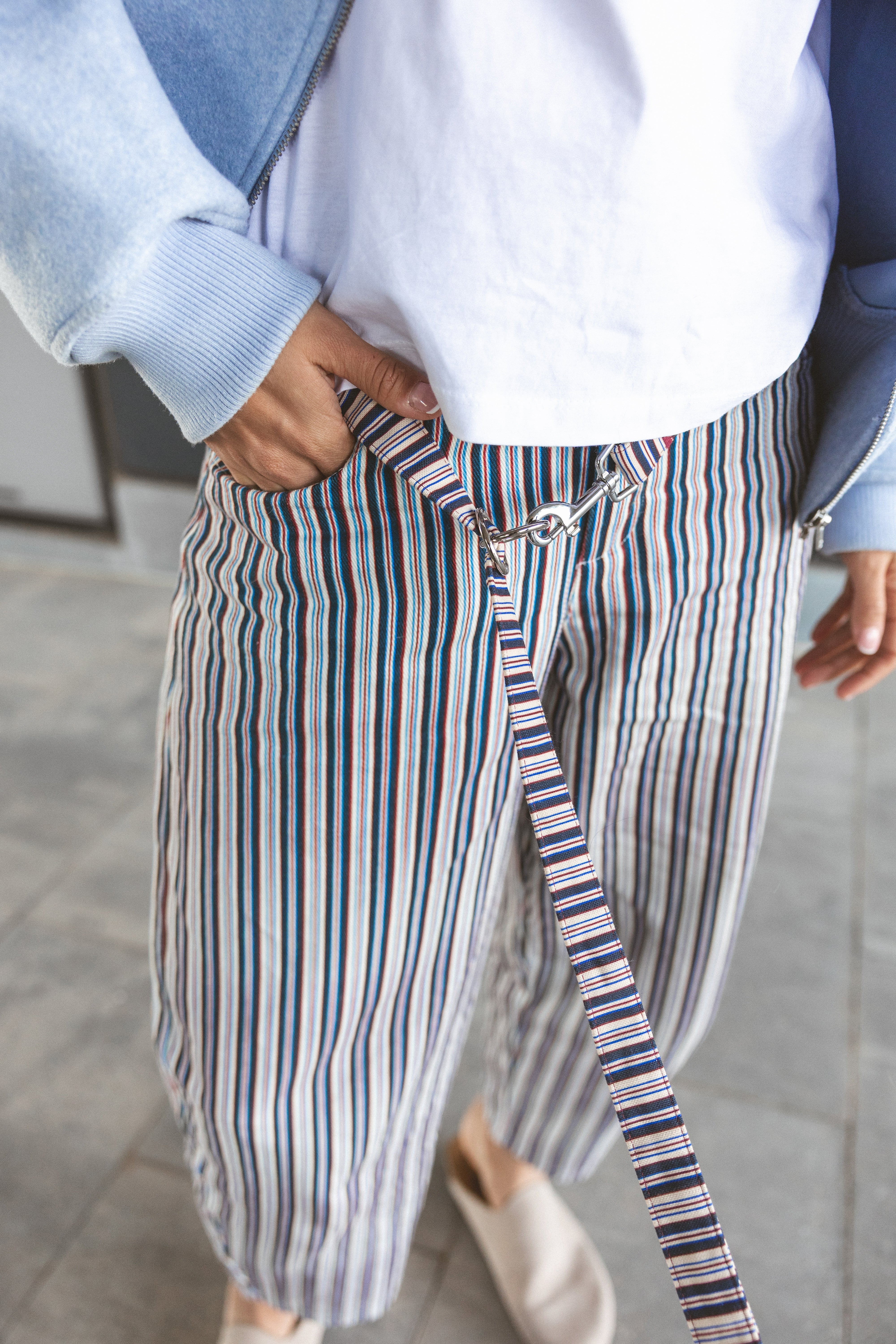 Laisse multi-positions à rayures