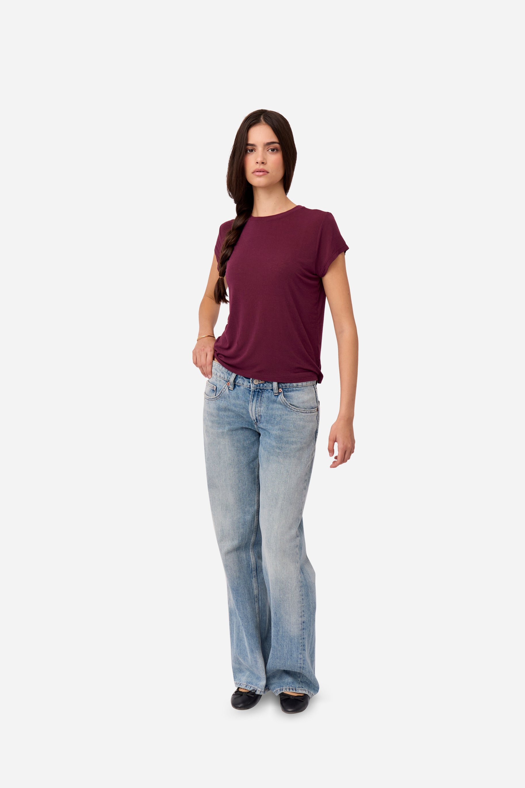 T-shirt Aubergine Cachemire