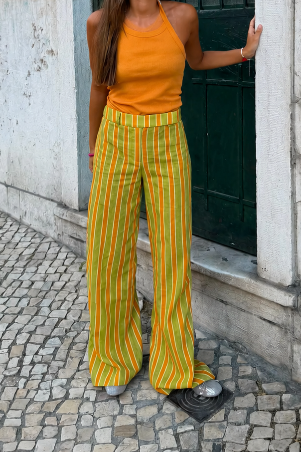 Orange and Green Striped Trousers