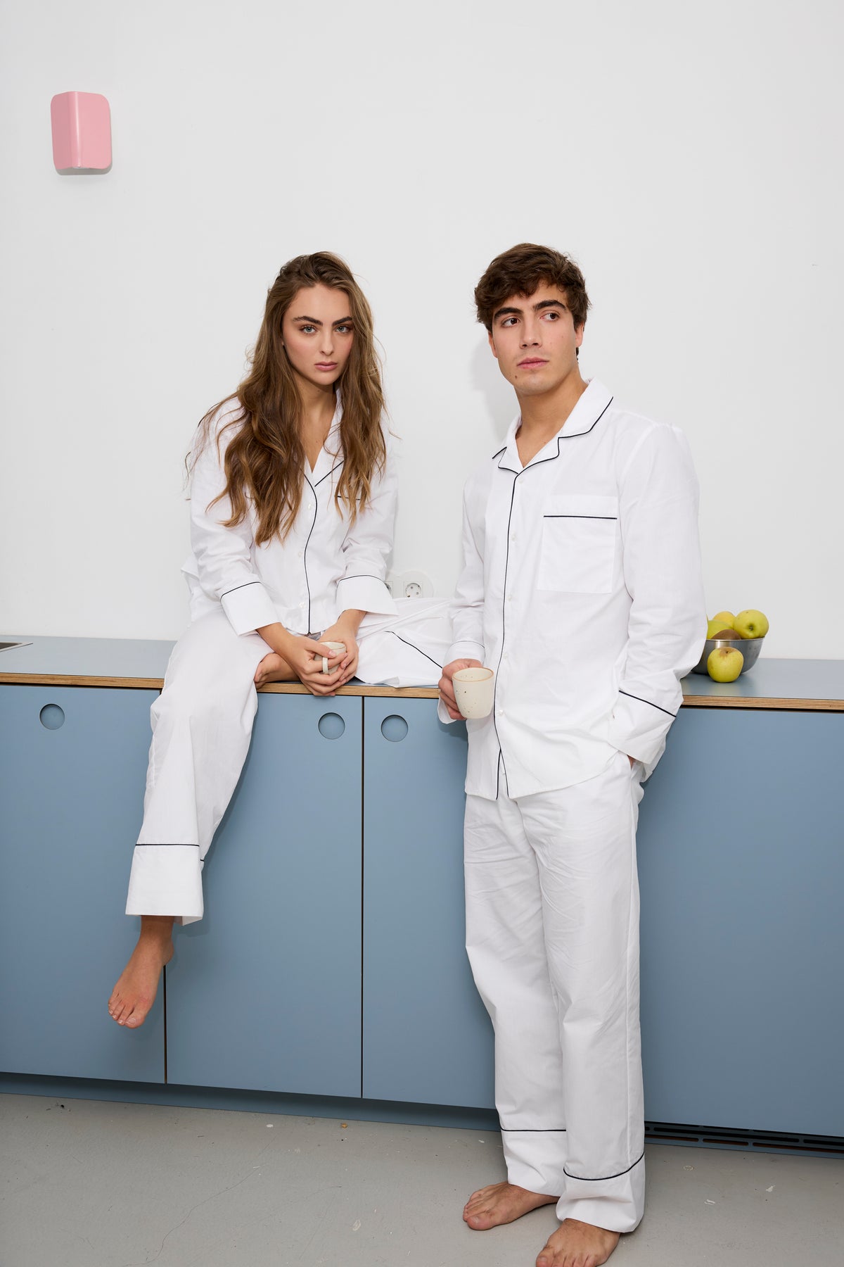 Men's White Navy Pyjamas