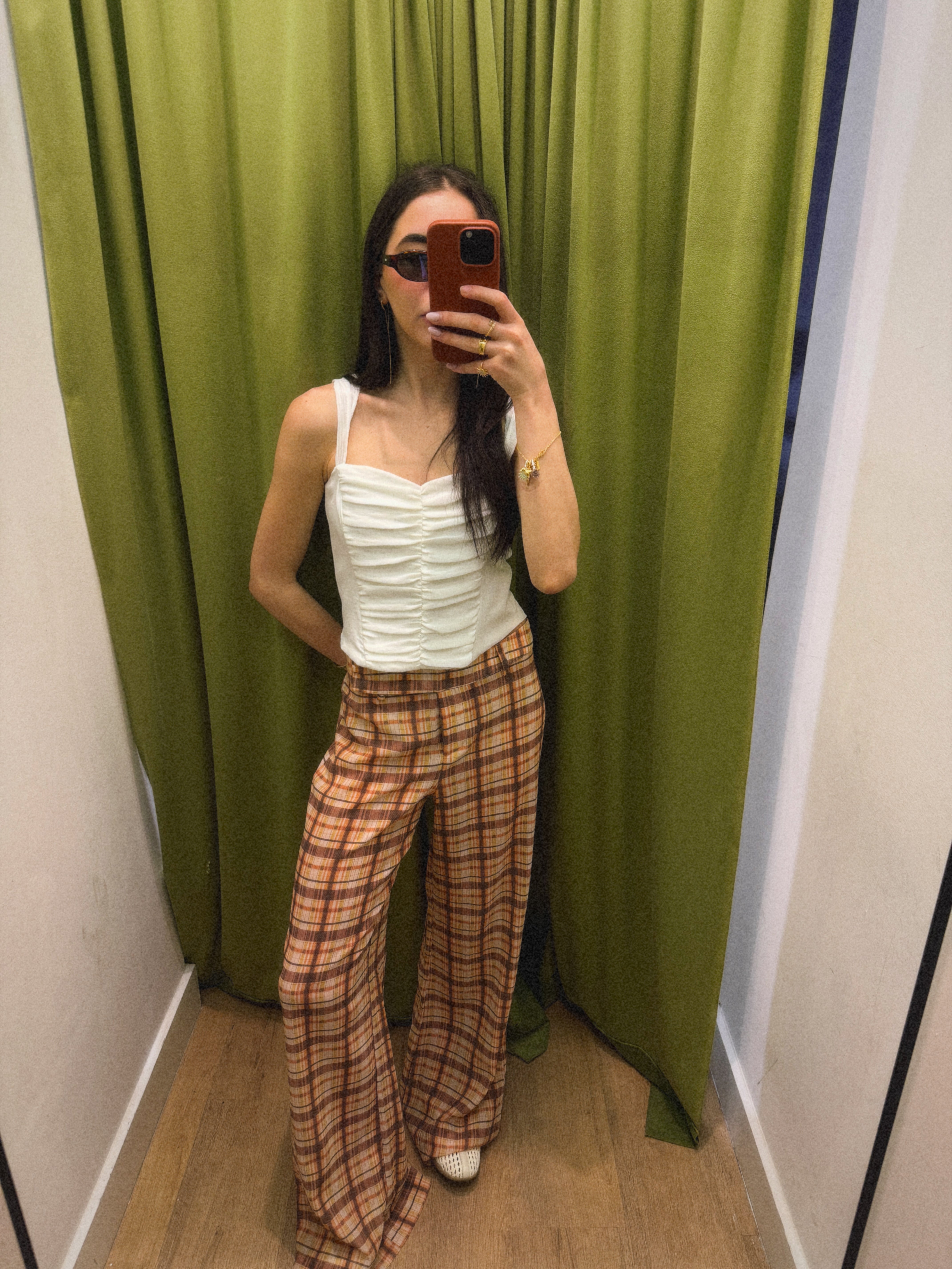 Pantalon à Carreaux Jaune