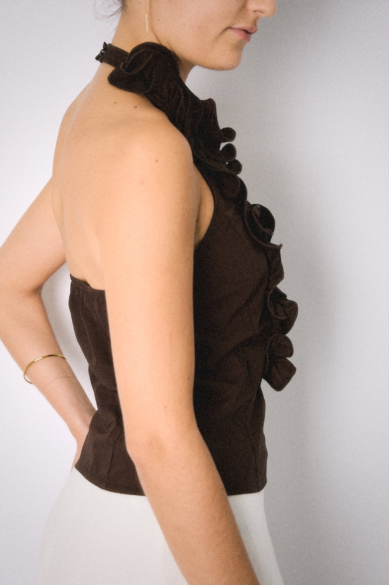Top Volants Marron