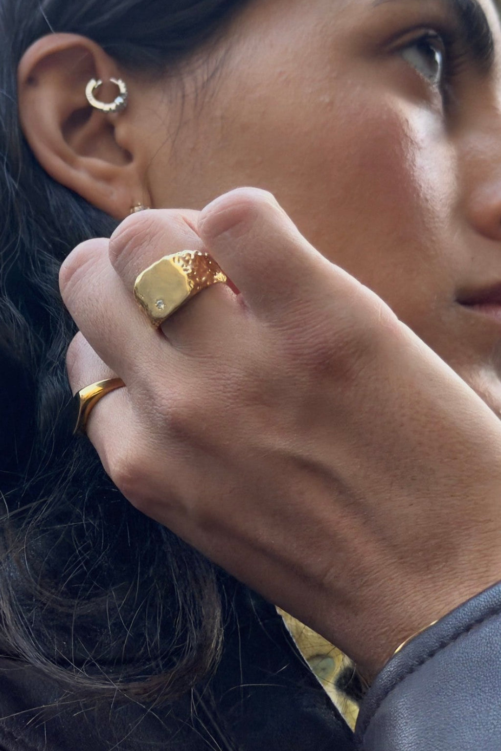 Irregular Zircon Signet Ring