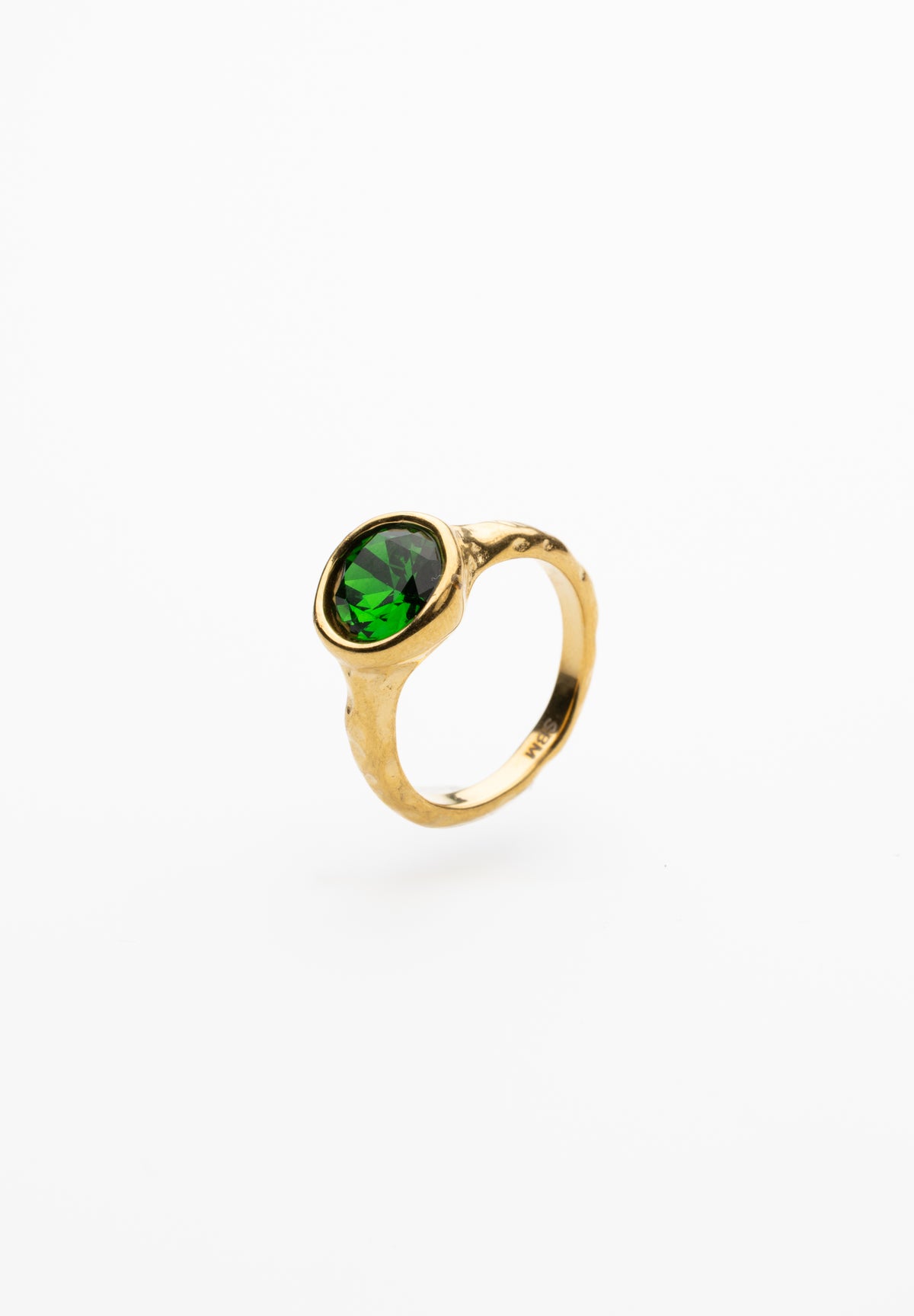 Anillo Cristal Redondo Verde