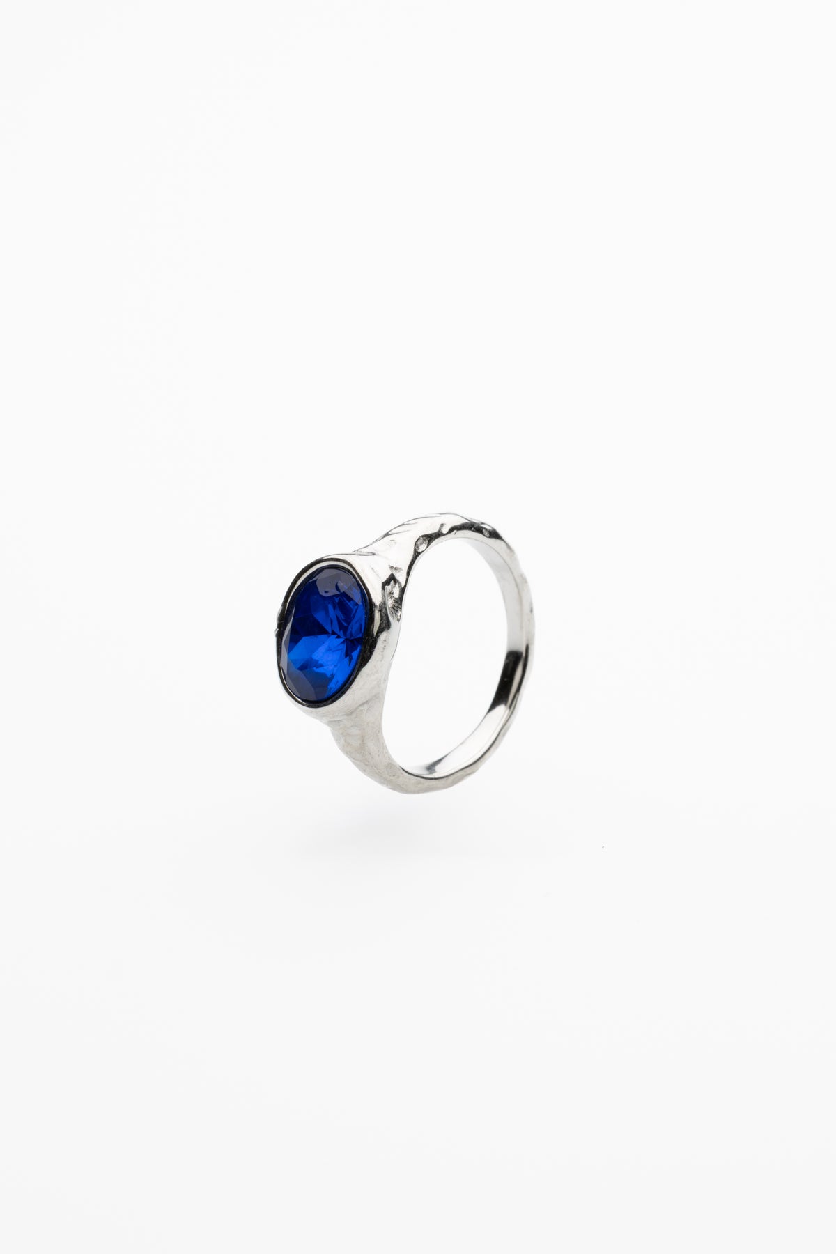Anillo Cristal Ovalado Azul