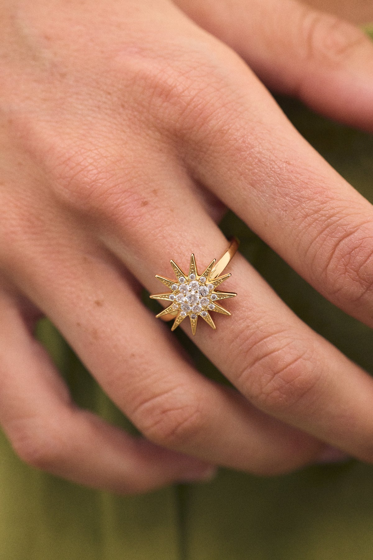 Star Signet Ring with Zircon
