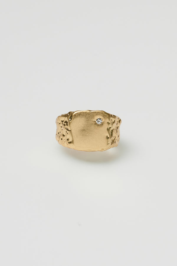 Bague chevalière irrégulière Zircon