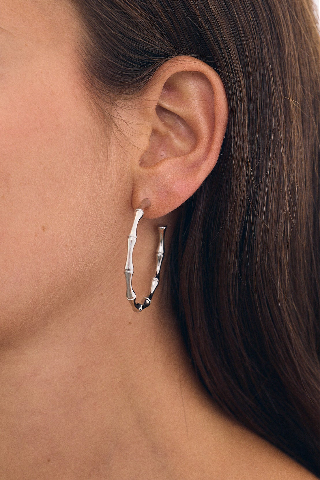 Bamboo Hoop Earrings 3.5 cm