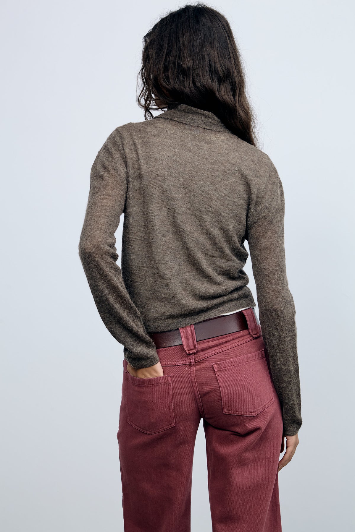 Brown Asymmetrical Cardigan