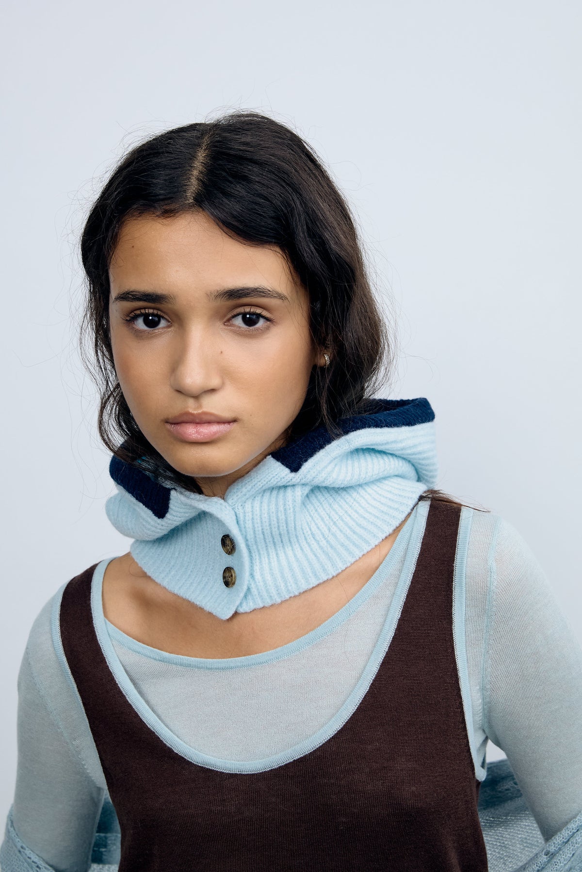 Balaclava Buttons Light Blue and Navy