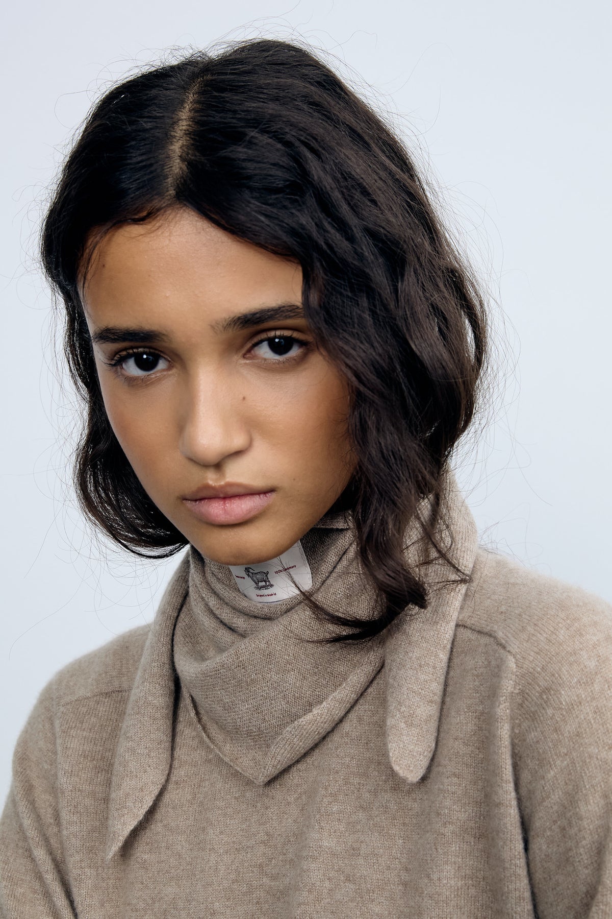 Beige Cashmere Mini Triangular Bandana