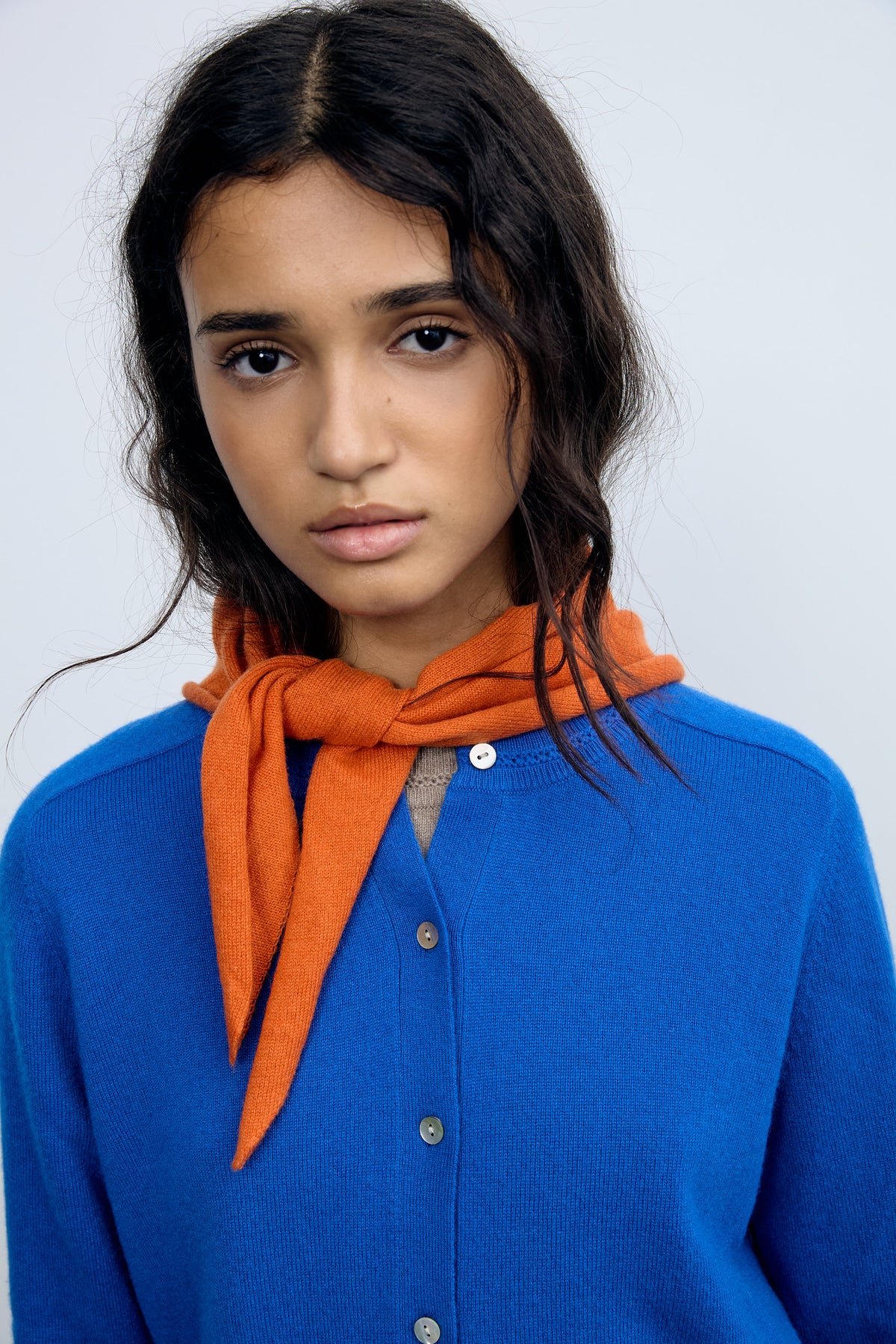 Orange Cashmere Mini Triangular Bandana