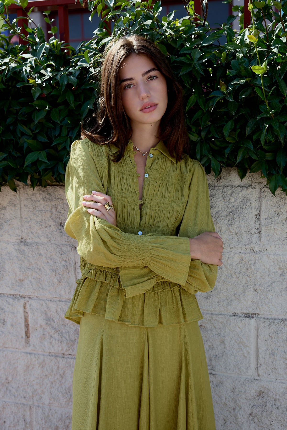 Blusa Engomada Verde Oliva