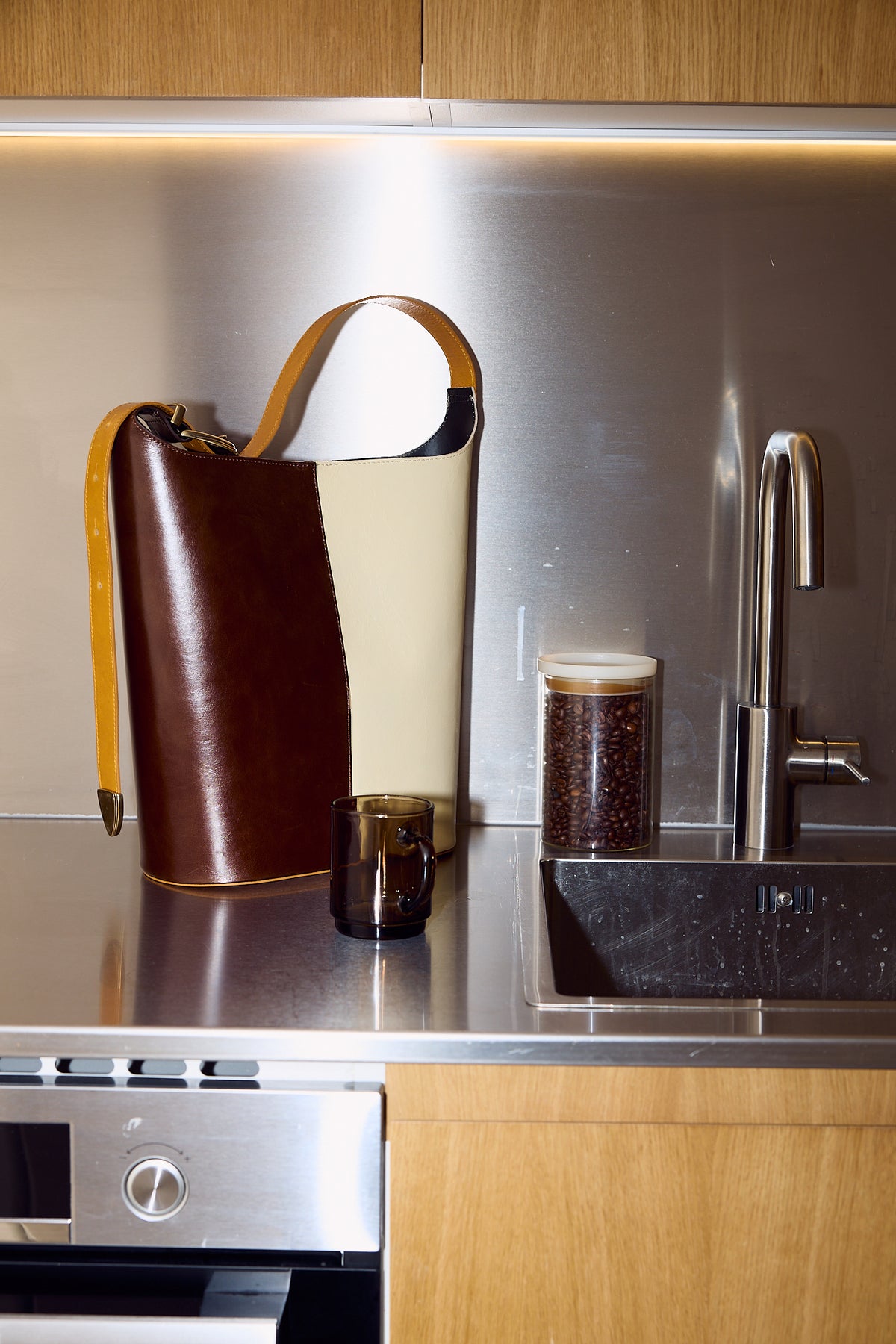 Brown and Ecru Bucket Bag