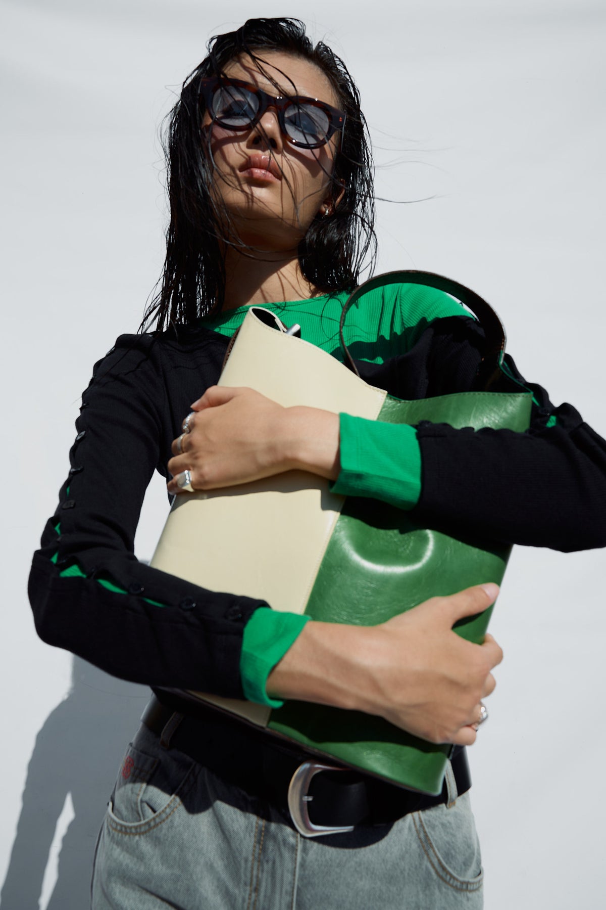 Bolso Saco Amarillo y Verde
