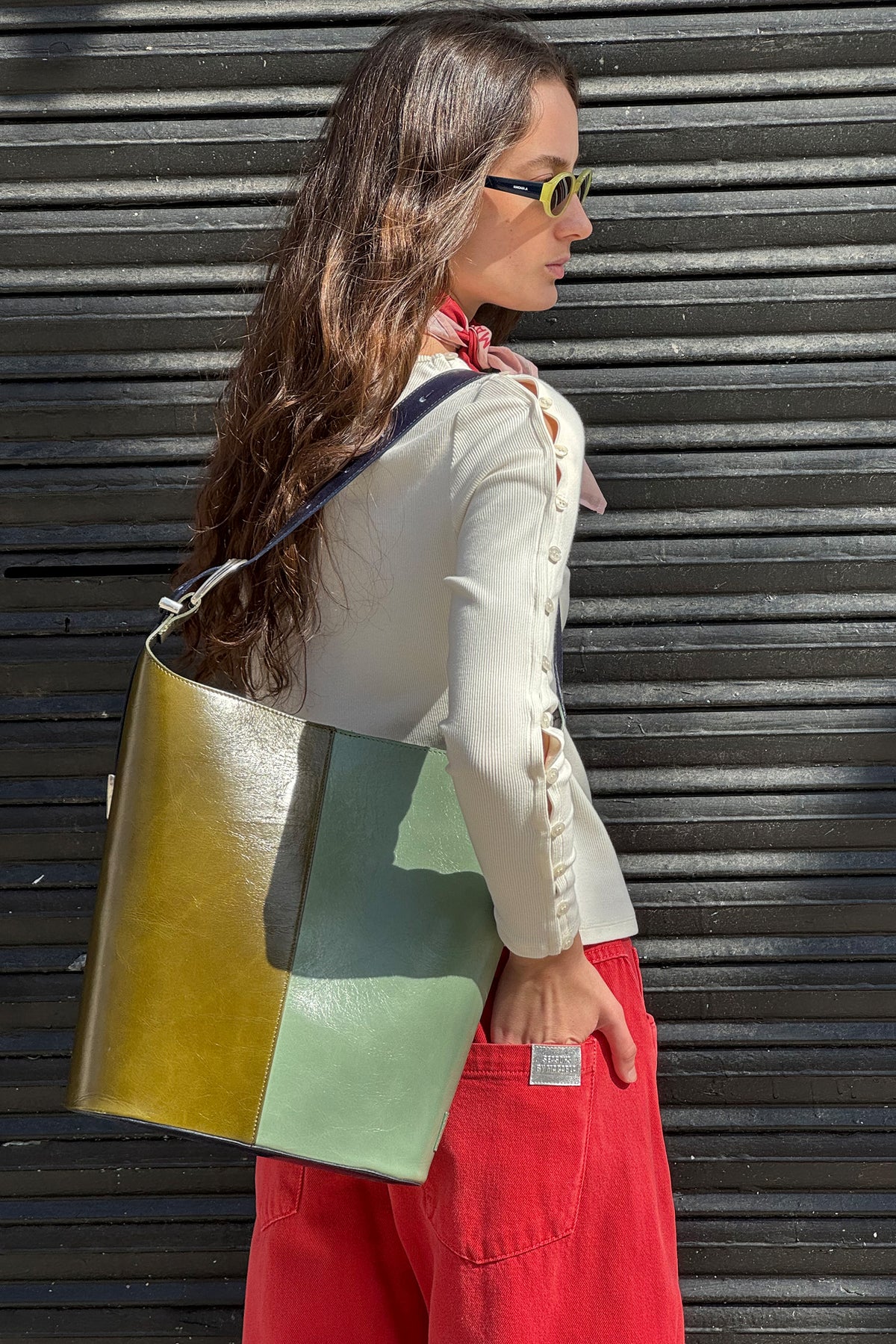 Green and Blue Bucket Bag