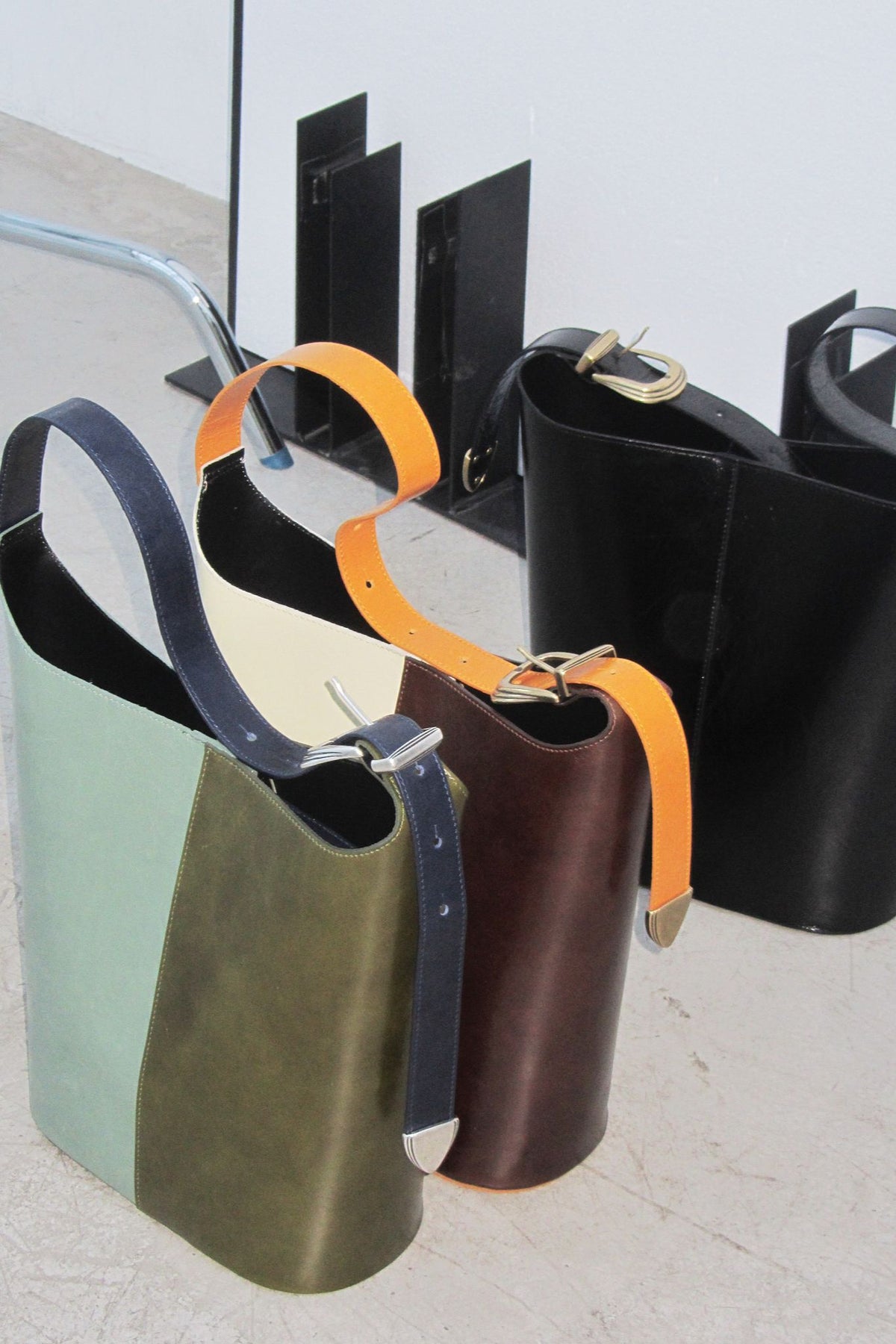 Brown and Ecru Bucket Bag