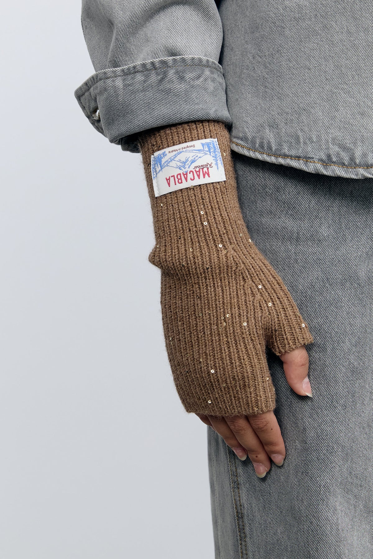 Brown Glitter Mittens