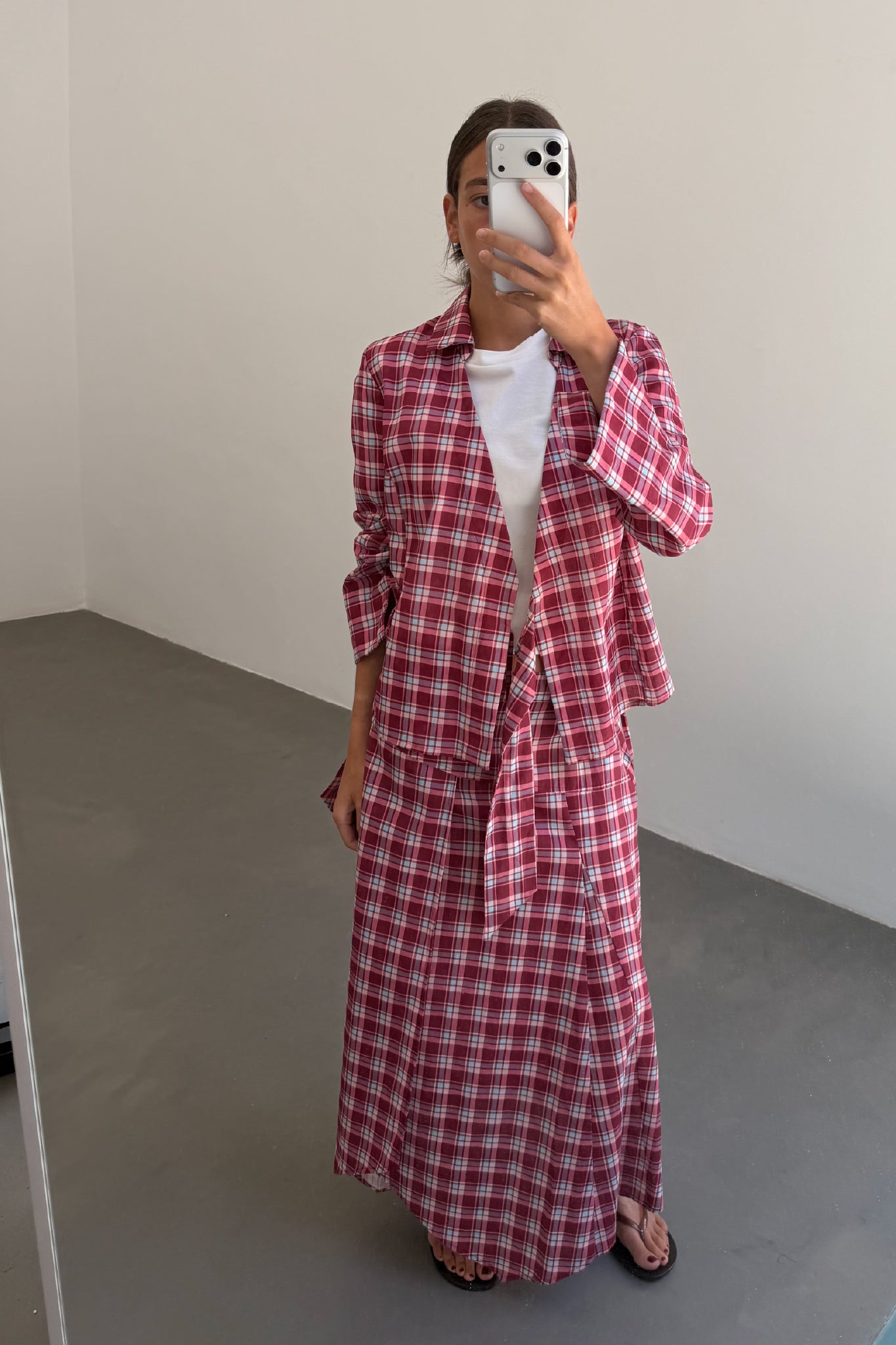 Camisa Lazada Cuadros Granate y Rosa