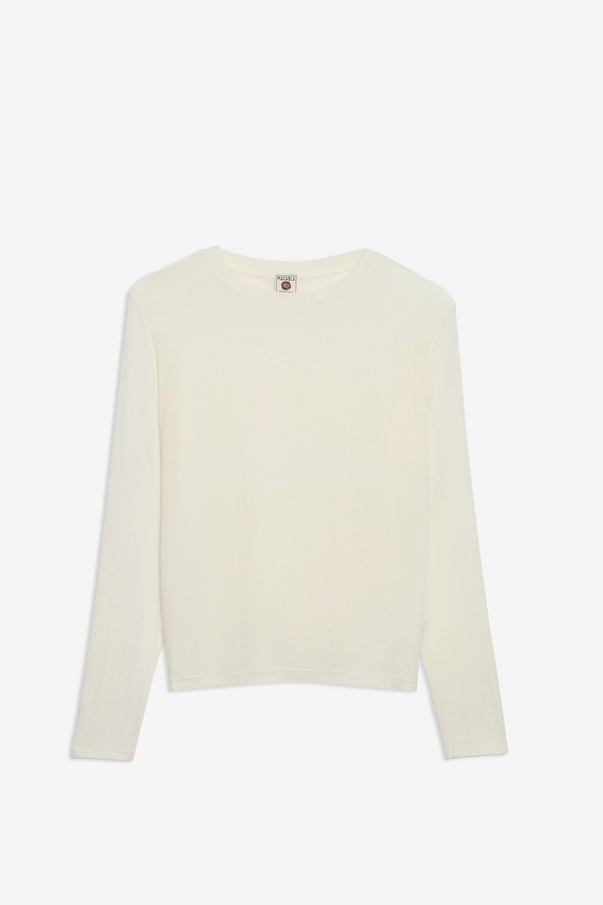 Cream Long Sleeve Cashmere T-Shirt