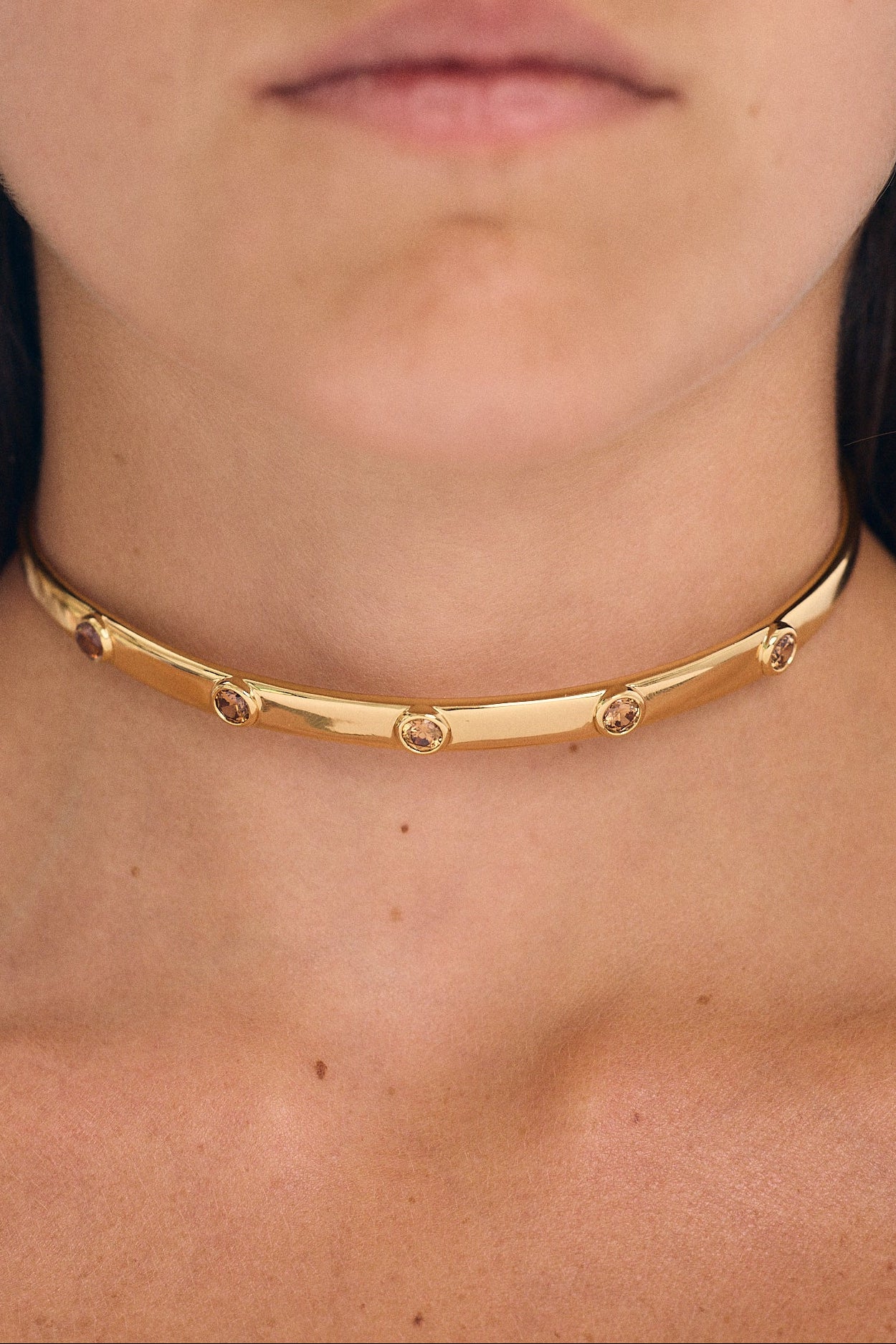 Ras du cou Zircons Marron