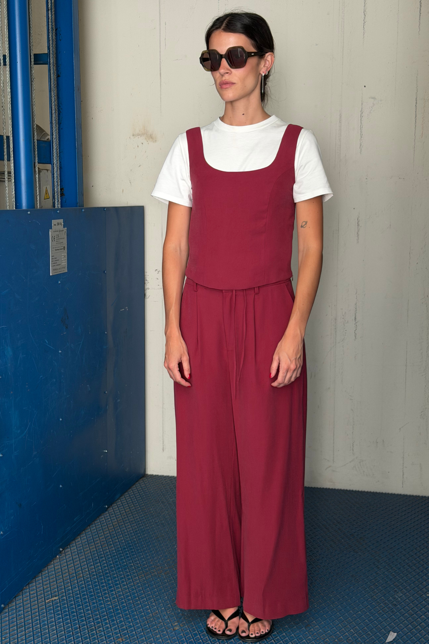 Pantalón Largo Tencel Granate