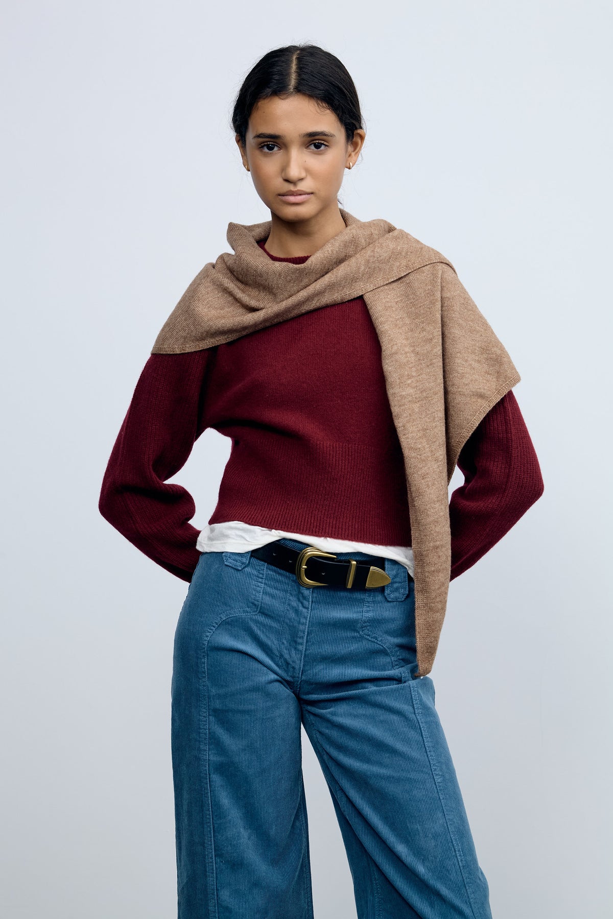 Burgundy Cropped Knit Sweater