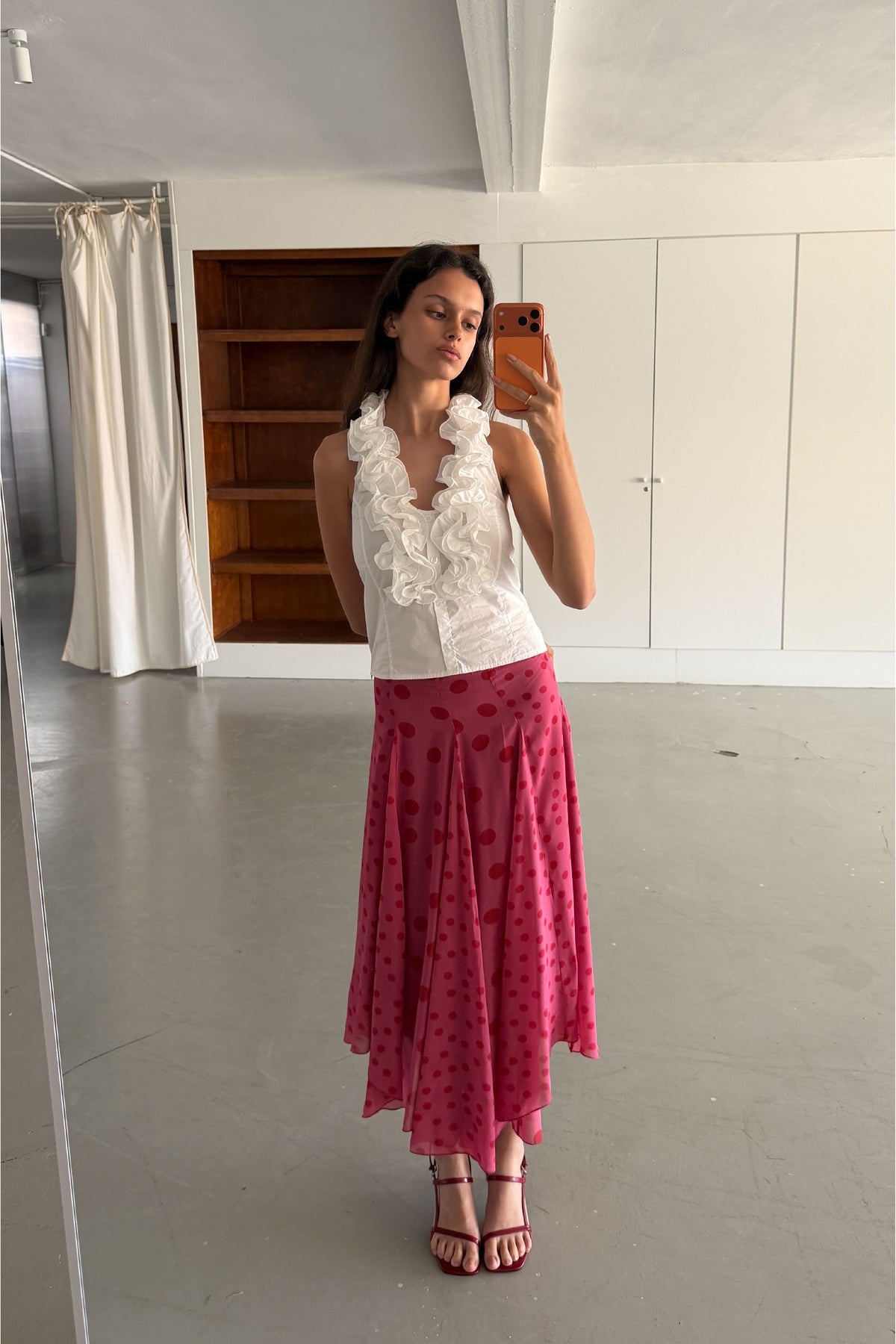 Falda Paneles Lunares Rosa