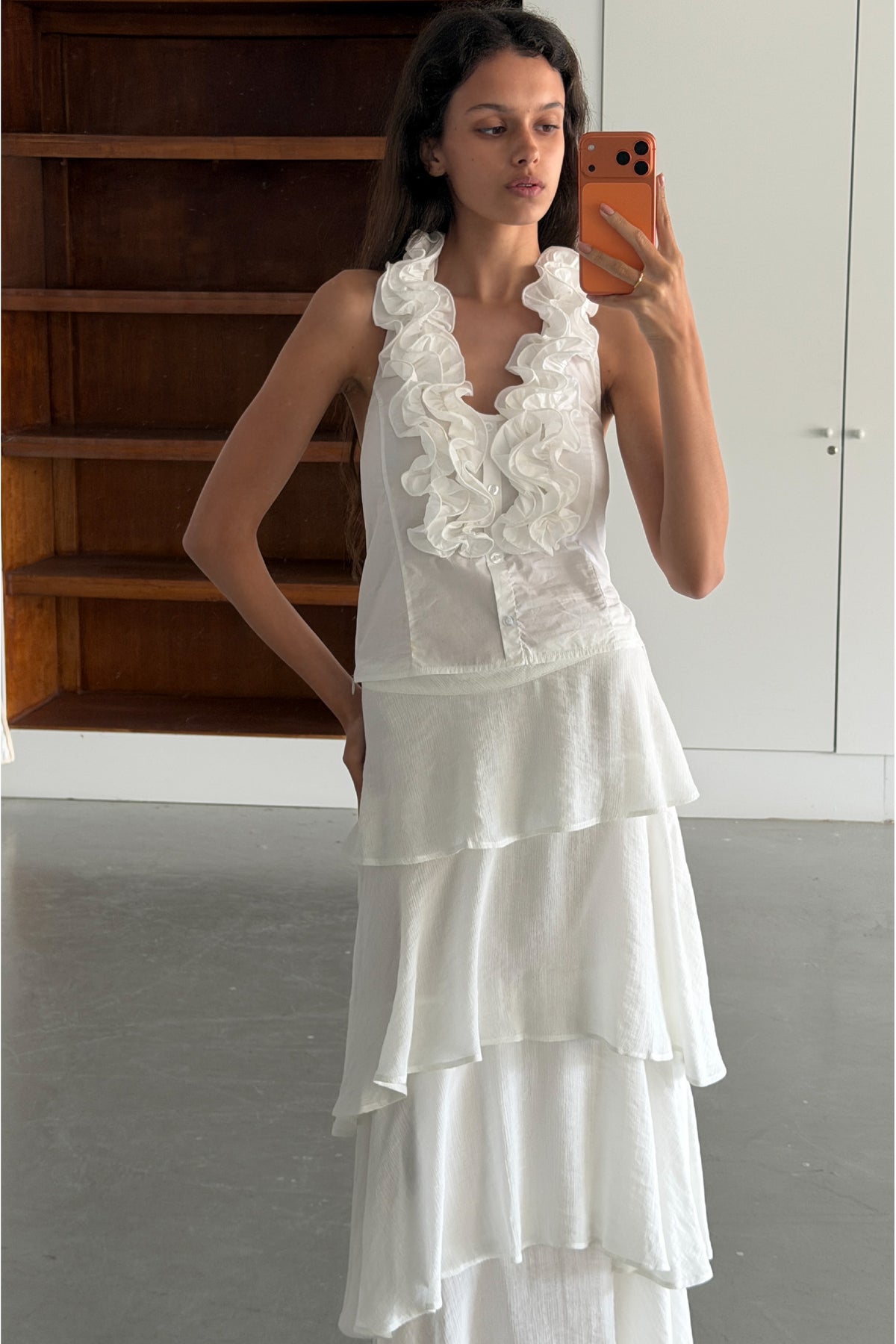 White Ruffle Top