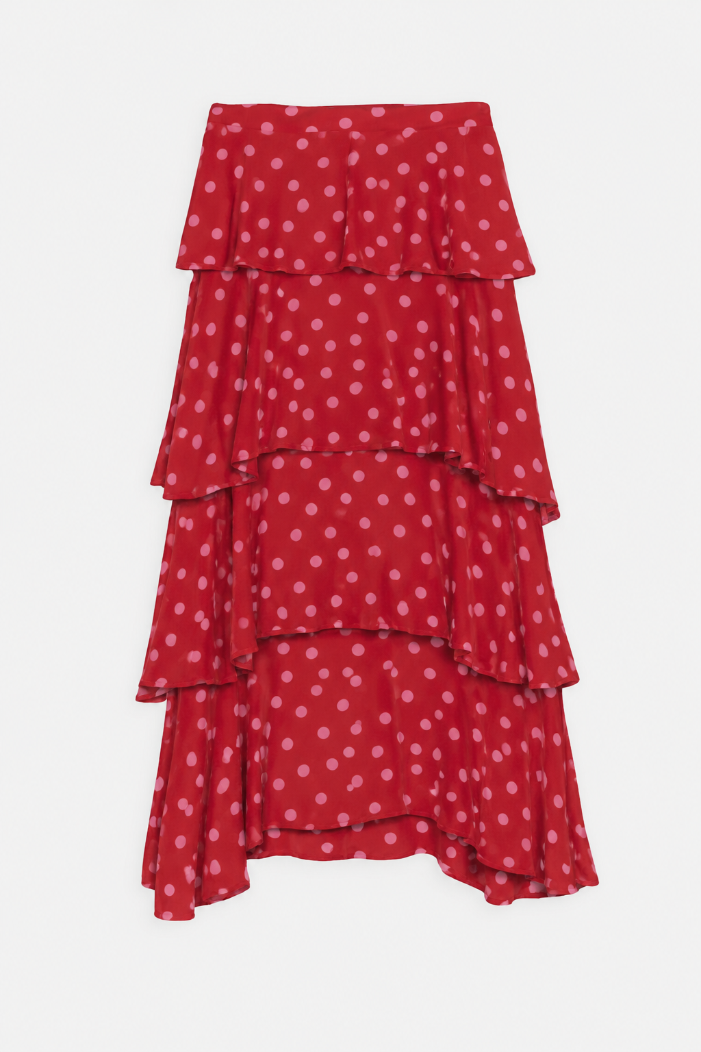 Falda Volantes Lunares Rojo
