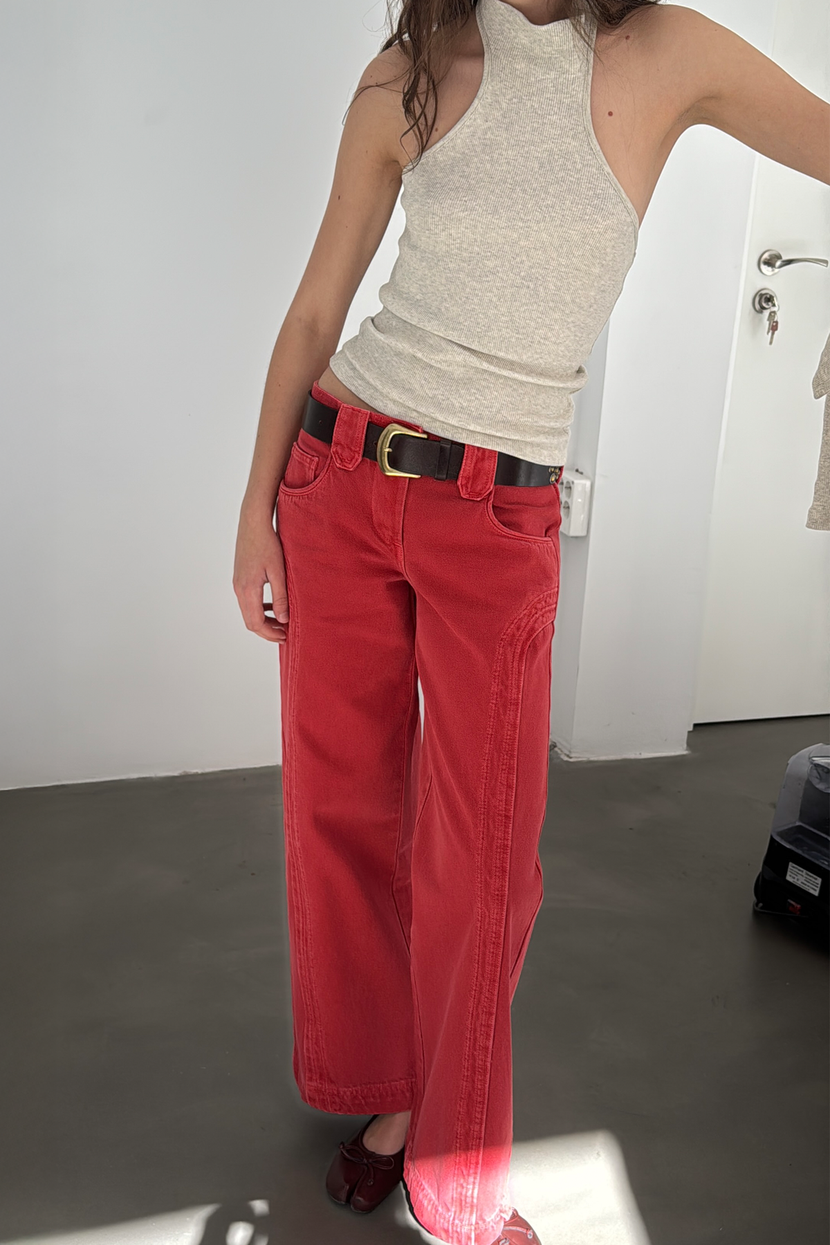 Pantalón Recto Rojo