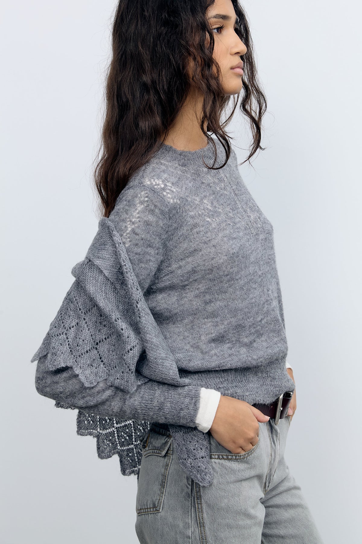 Grey Pointelle Bandana