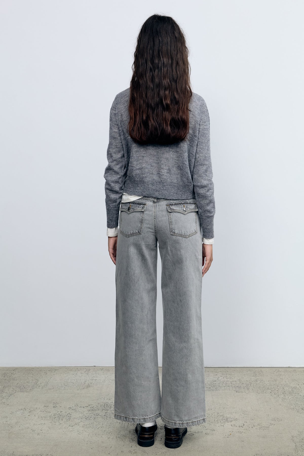 Grey Pointelle Sweater