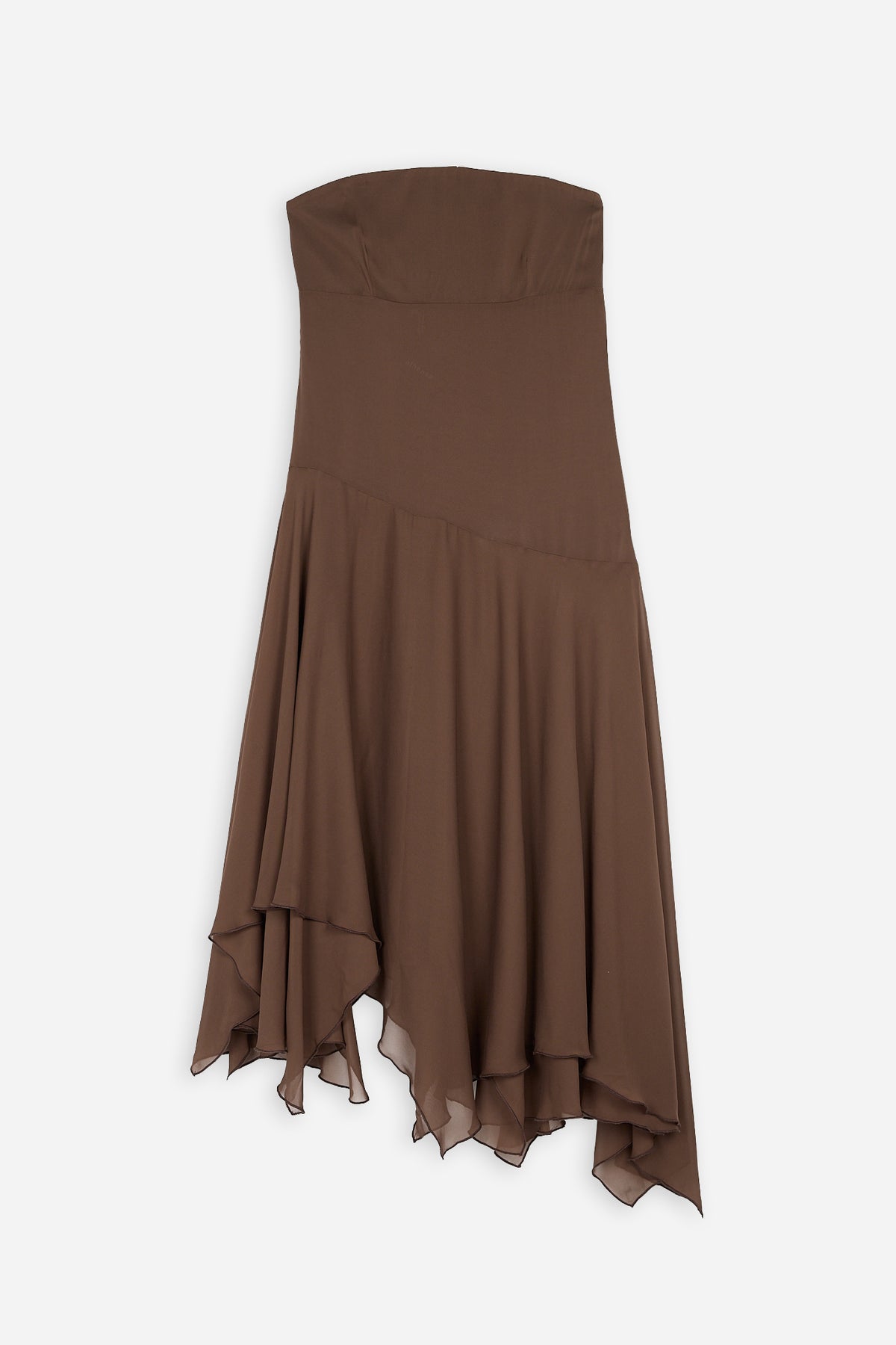 Vestido Palabra de Honor Marrón
