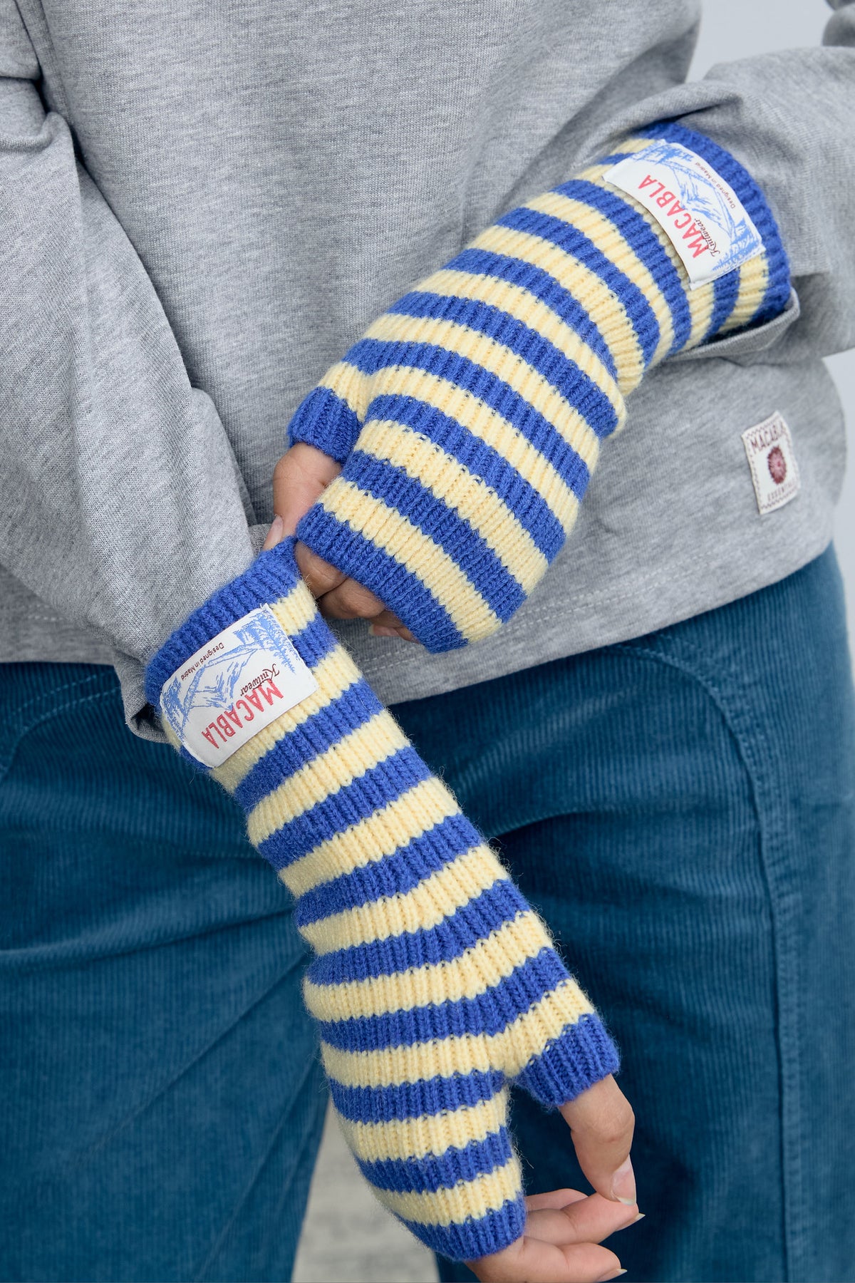 Electric Blue and Yellow Mittens
