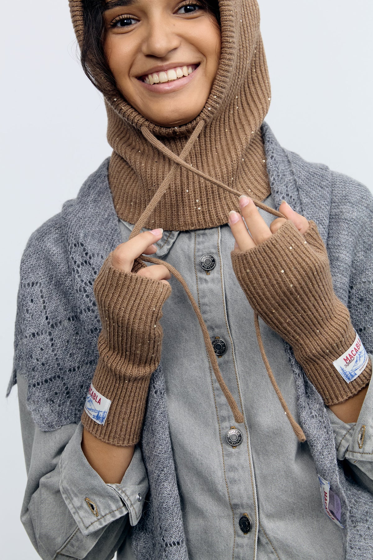 Brown Glitter Mittens